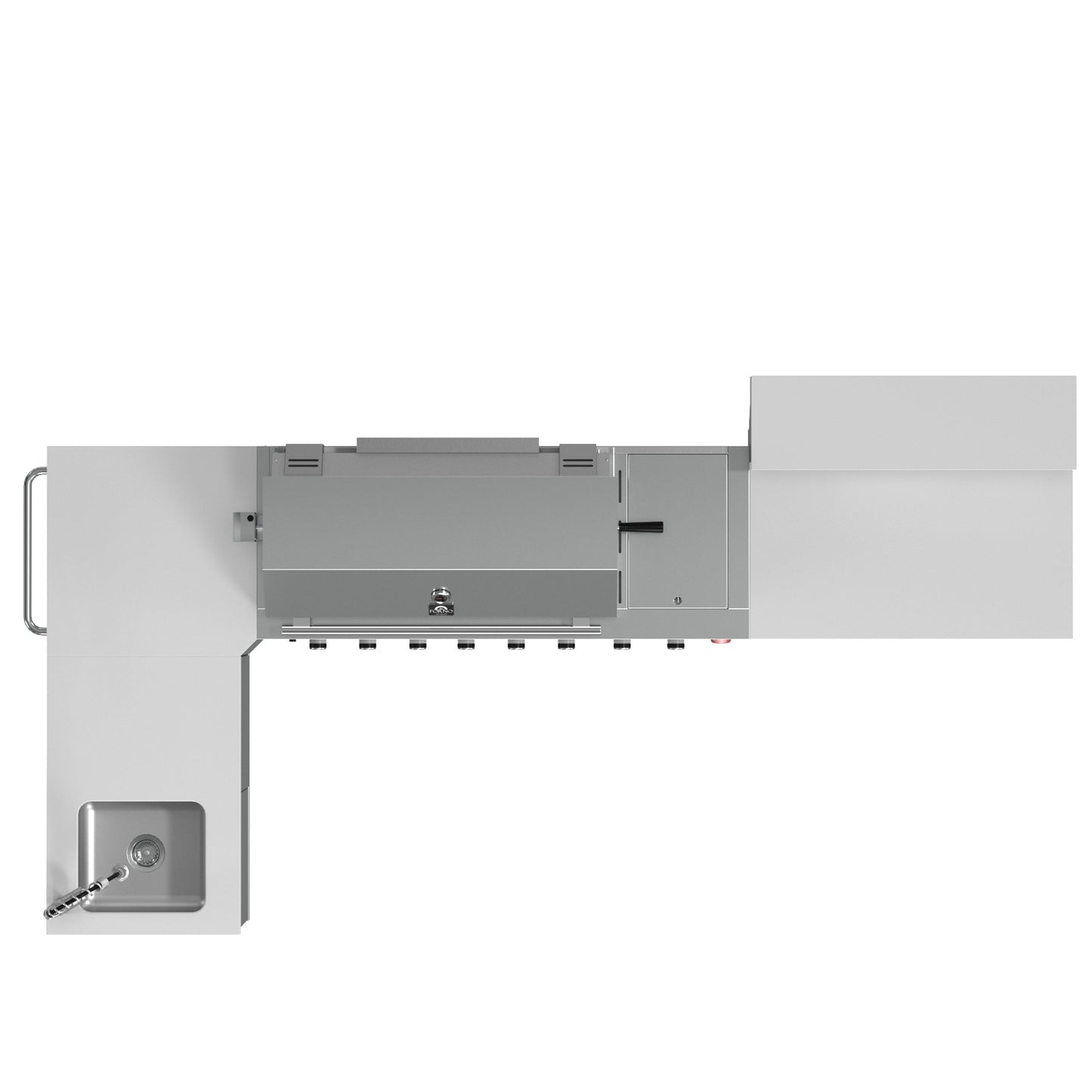 FORNO Bulnes Outdoor Kitchen - 40" BBQ, 95,000 BTU, 5 Burners, Sear & Rotisserie Infrared with Side Burner, Stainless Steel Outdoor Kitchen with 1.8 cu.ft. Beverage Center & White Sintered Stone Countertops