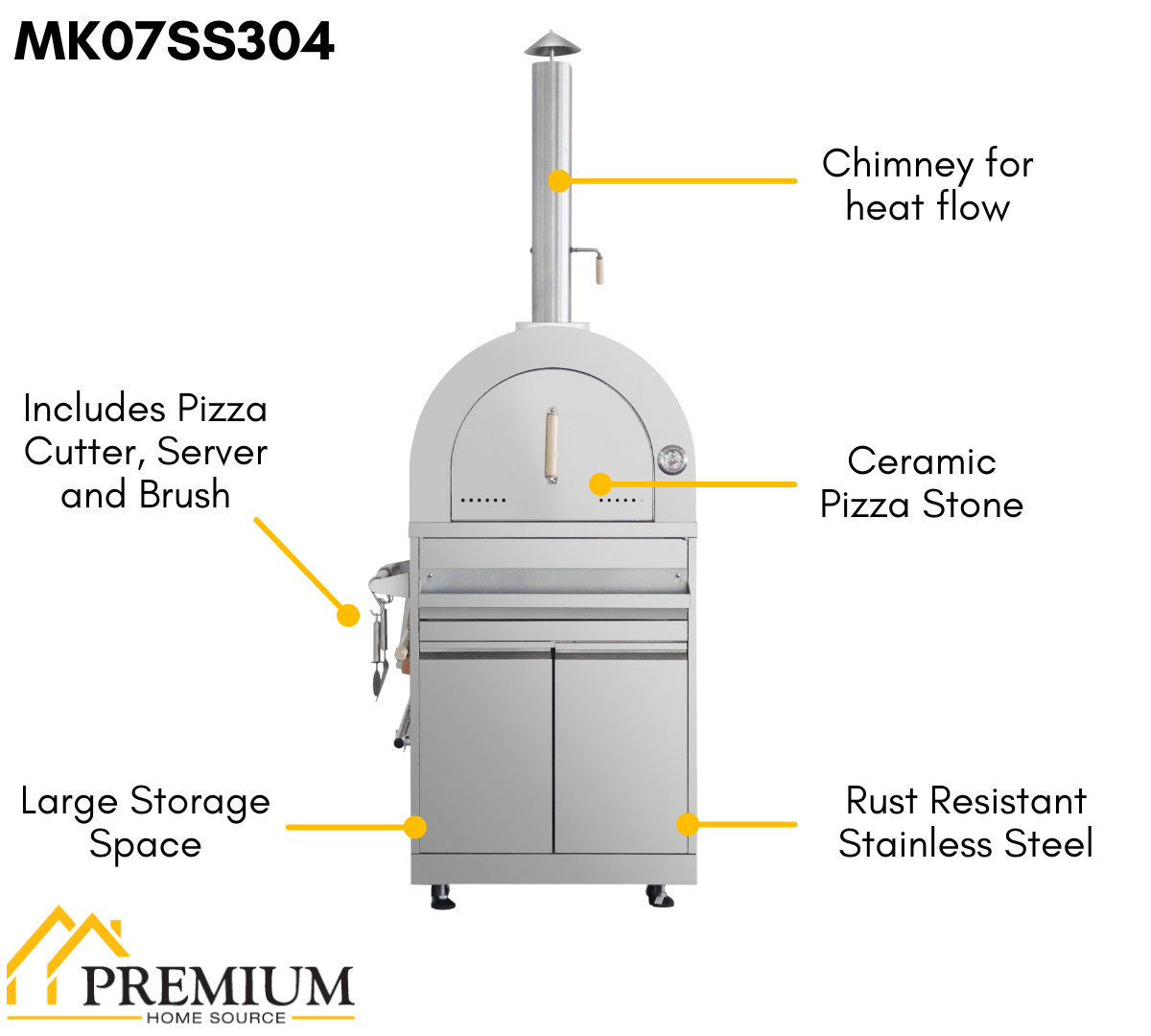 THOR Kitchen Pizza Oven Cabinet, MK07SS304