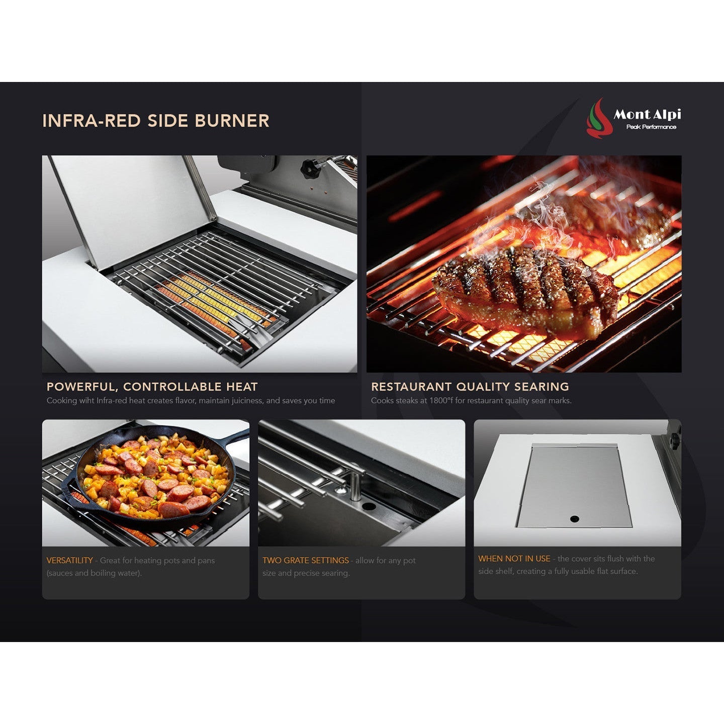 Mont Alpi 400 Deluxe BBQ Grill Island with L-Shape & Extra Drawer Storage - MAi400-D90DR