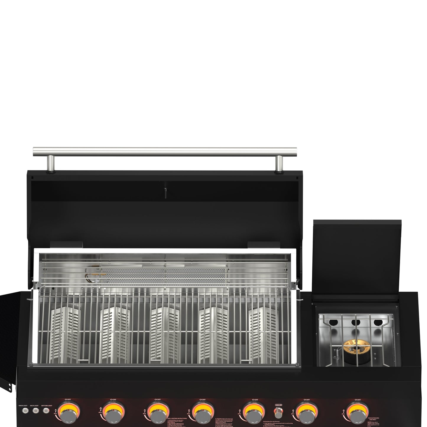 FORNO All’Aperto Outdoor Kitchen - 87,600 BTU BBQ with 4 Stainless-Steel Burners with Infrared Burners & Side Burner, Sink Module with Black Sintered Stone Countertops, Gaz Pizza Oven, Bar & Beverage Center