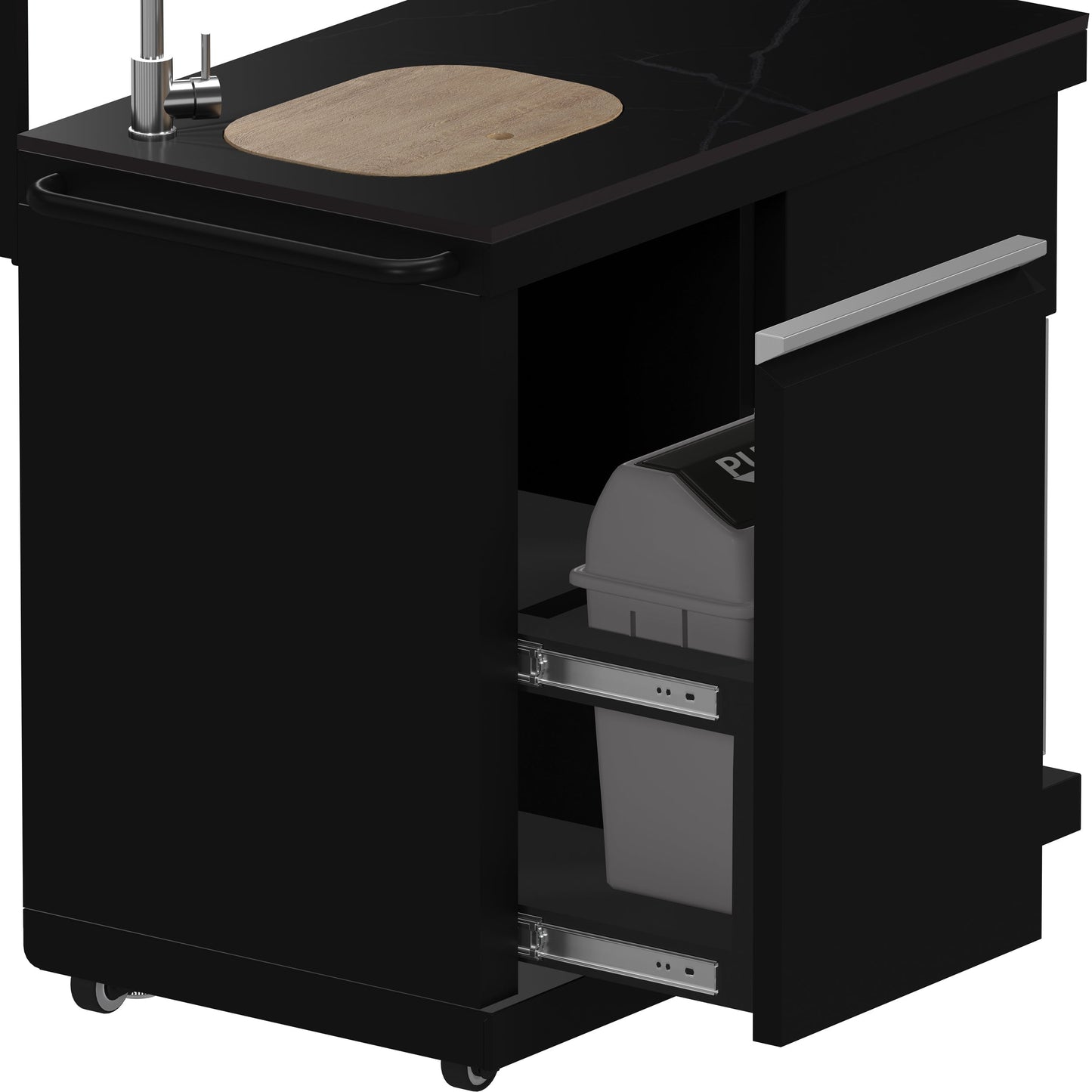 FORNO All’Aperto Outdoor Kitchen - 99,600 BTU BBQ with 5 Stainless-Steel Burners, Infrared Burners & Side Burner, 36,000 BTU Plancha, 19,000 BTU Gas Pizza Oven, Sink & Bar Module with Black Sintered Stone Countertops