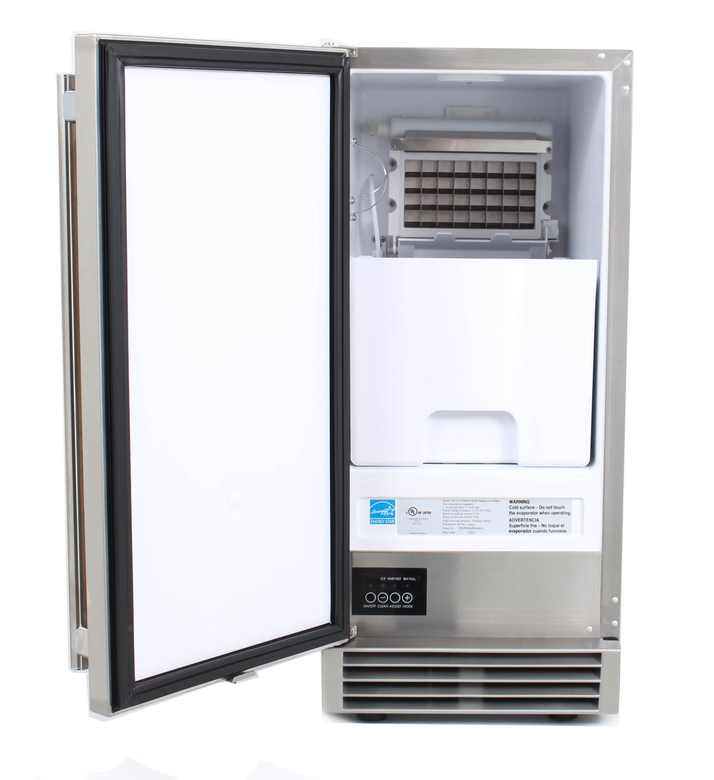 Blaze 15 in. 50 Lbs Outdoor Ice Maker with Gravity Drain, BLZ-ICEMKR-50GR