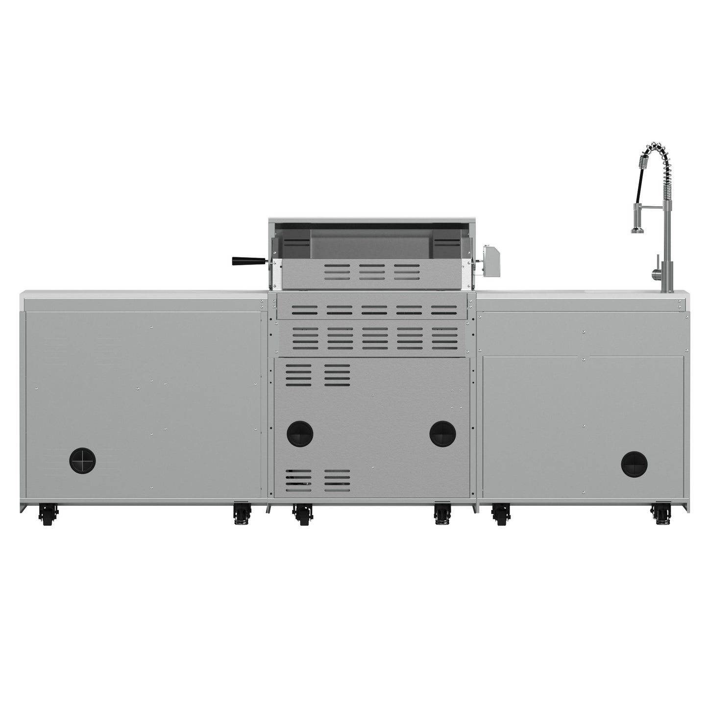 FORNO Bulnes Outdoor Kitchen - 30" BBQ, 60,000 BTU, 3 Burners with Sear & Rotisserie Infrared Burners, Stainless Steel Outdoor Kitchen with 1.8 cu.ft. Beverage Center and Black Granite Countertops