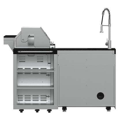 FORNO Bulnes Outdoor Kitchen - 40" BBQ, 95,000 BTU, 5 Burners, Sear & Rotisserie Infrared with Side Burner, Stainless Steel Outdoor Kitchen with 1.8 cu.ft. Beverage Center and Black Granite Countertops