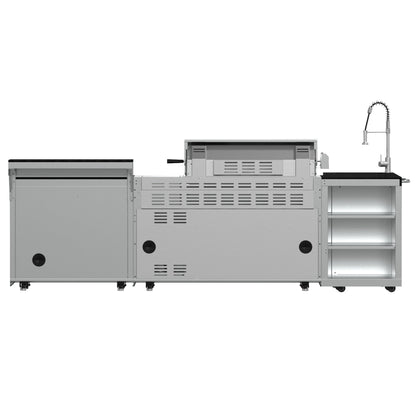 FORNO Bulnes Outdoor Kitchen - 40" BBQ, 95,000 BTU, 5 Burners, Sear & Rotisserie Infrared with Side Burner, Stainless Steel Outdoor Kitchen with 1.8 cu.ft. Beverage Center and Black Granite Countertops