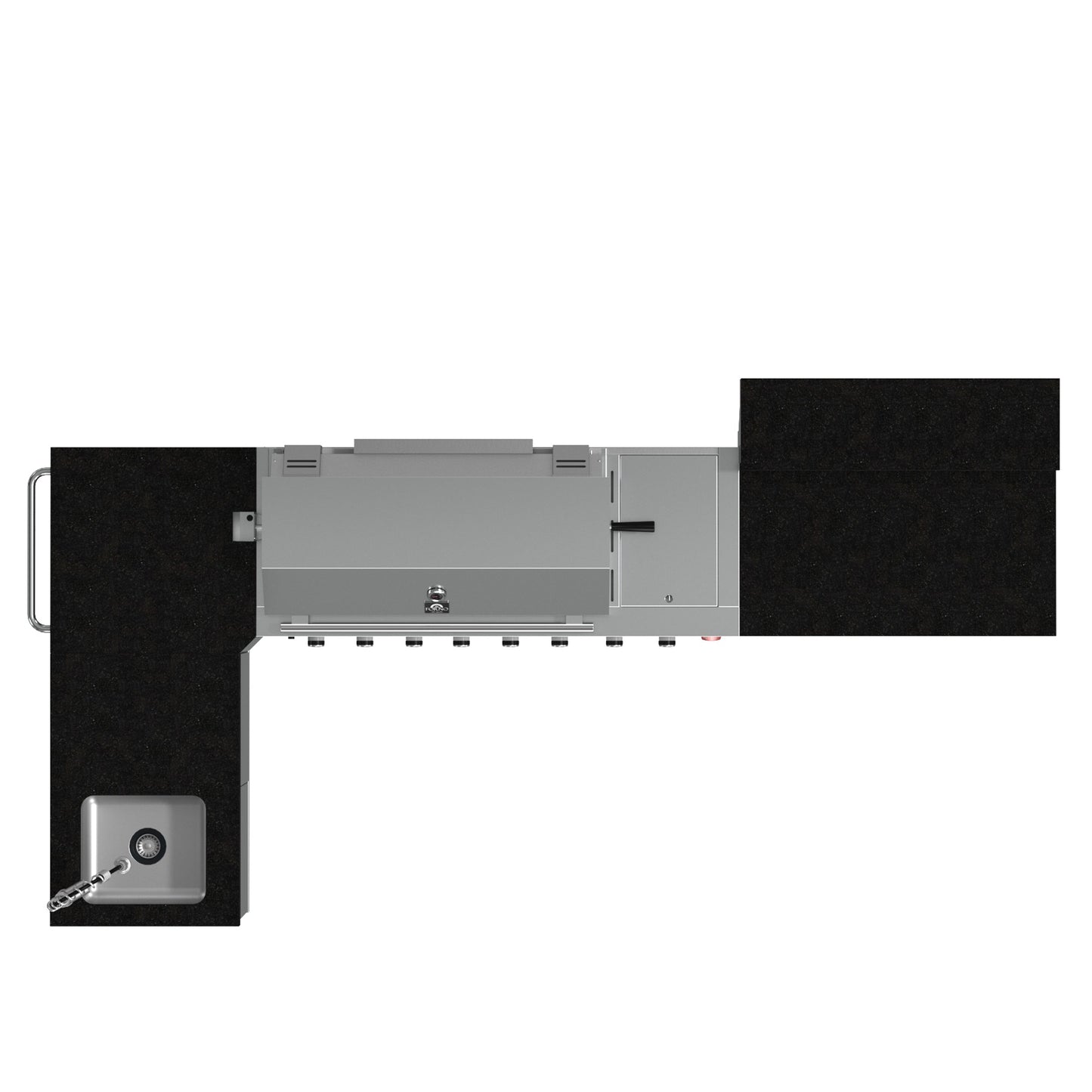 FORNO Bulnes Outdoor Kitchen - 40" BBQ, 95,000 BTU, 5 Burners, Sear & Rotisserie Infrared with Side Burner, Stainless Steel Outdoor Kitchen with 1.8 cu.ft. Beverage Center and Black Granite Countertops