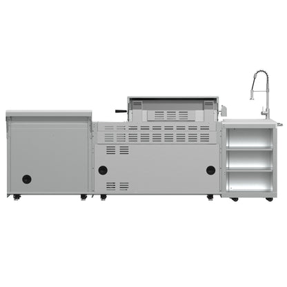 FORNO Bulnes Outdoor Kitchen - 40" BBQ, 95,000 BTU, 5 Burners, Sear & Rotisserie Infrared with Side Burner, Stainless Steel Outdoor Kitchen with 1.8 cu.ft. Beverage Center & White Sintered Stone Countertops