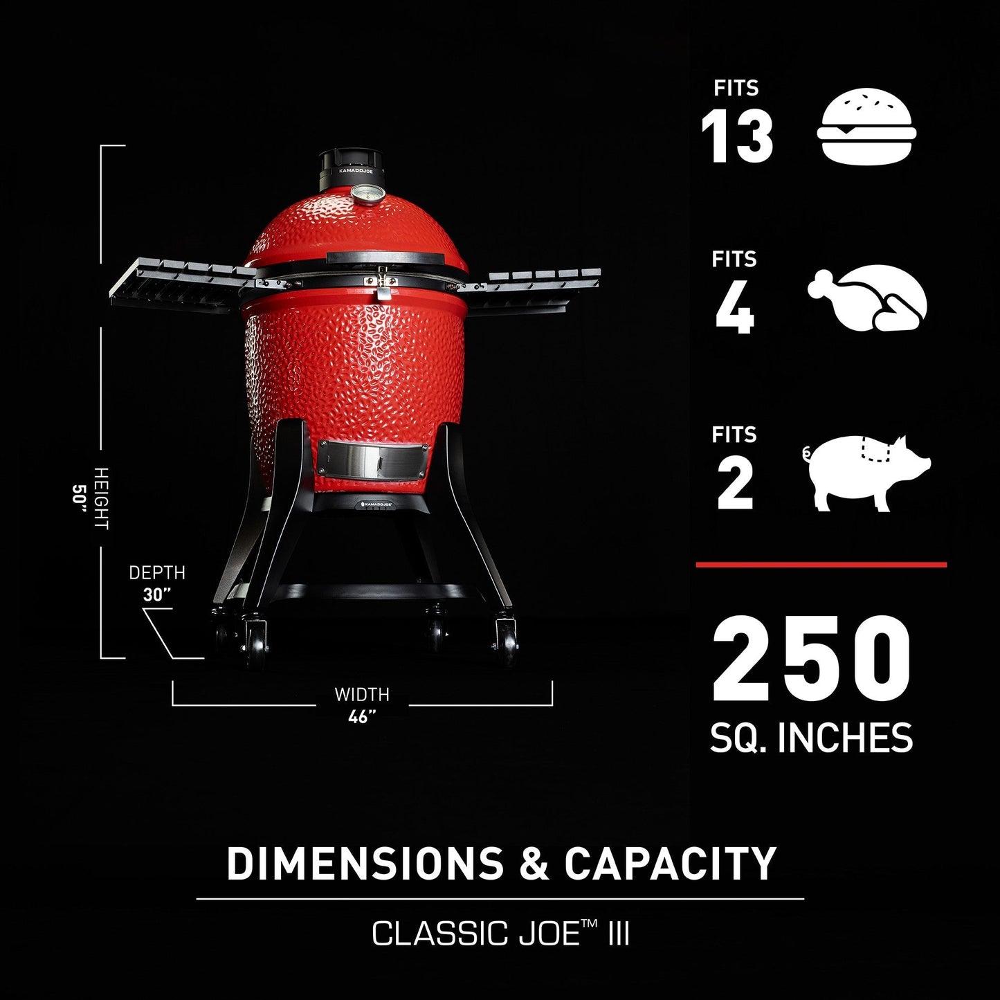 Kamado Joe® Classic Joe Series III Standalone 18" Charcoal Grill in Red