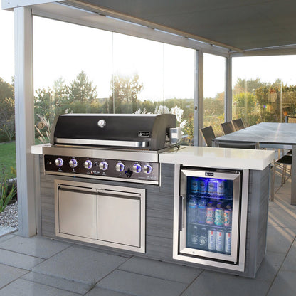 Mont Alpi Artwood 6-Burner Black Stainless Steel BBQ Grill Island - MA805-AWBSS
