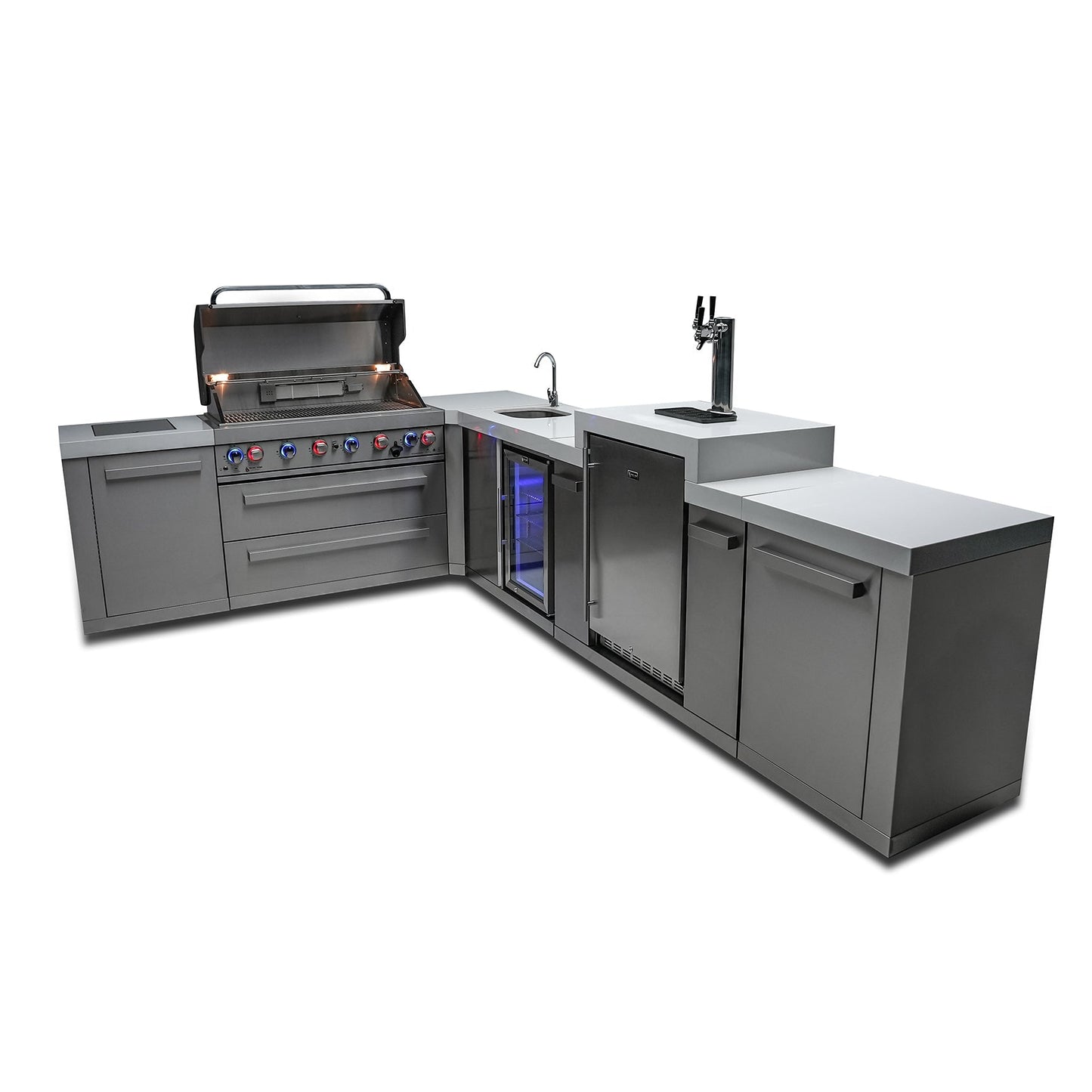 Mont Alpi 805 BBQ Grill Island with L-Shape, Kegerator & Beverage Center - MAi805-90KEGBEV