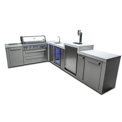 Mont Alpi 805 BBQ Grill Island with L-Shape, Kegerator & Beverage Center - MAi805-90KEGBEV