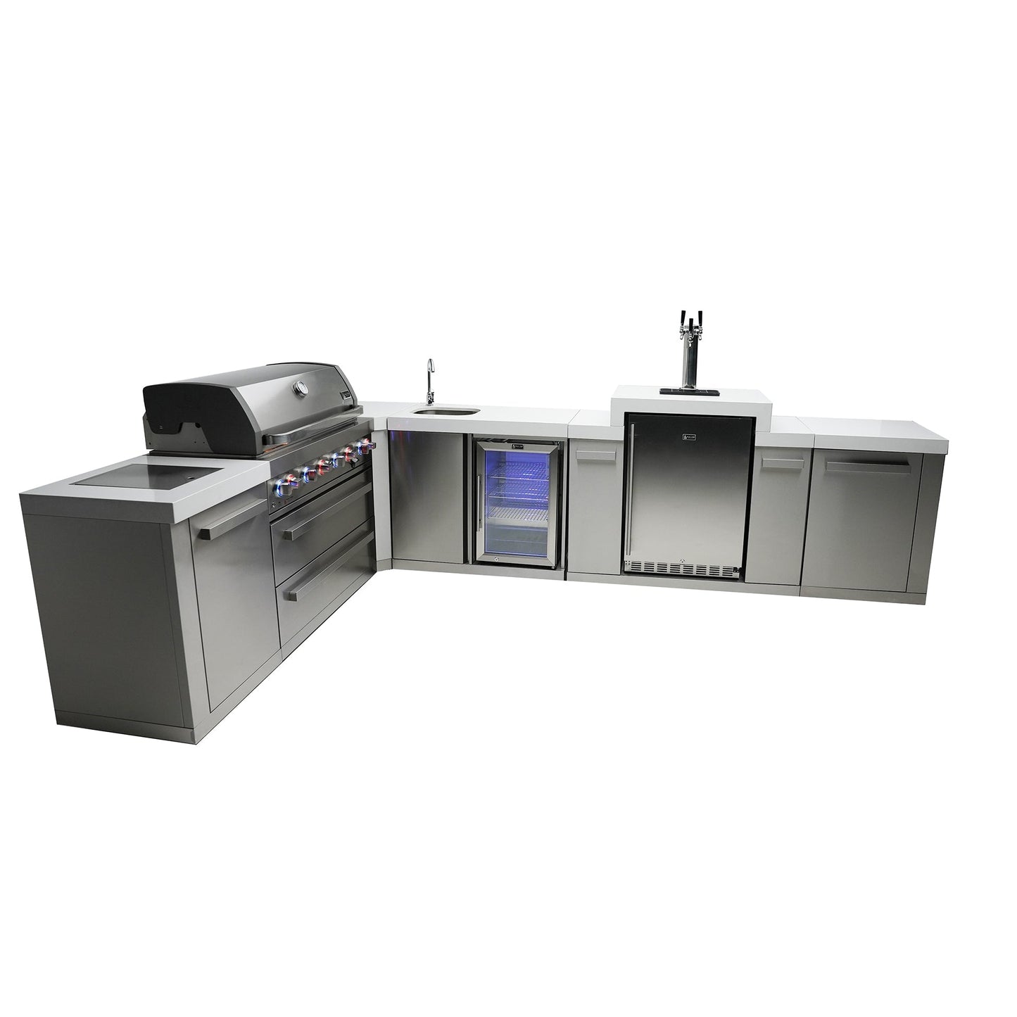 Mont Alpi 805 BBQ Grill Island with L-Shape, Kegerator & Beverage Center - MAi805-90KEGBEV