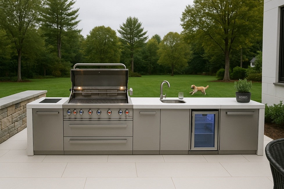 Mont Alpi 805 Deluxe BBQ Grill Island with Beverage Center & Extra Storage - MAi805-DBEVXL