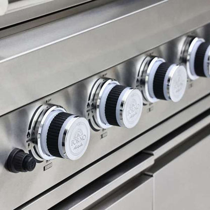 FORNO Bulnes Outdoor Kitchen - 40" BBQ, 95,000 BTU, 5 Burners, Sear & Rotisserie Infrared with Side Burner, Stainless Steel Outdoor Kitchen with 1.8 cu.ft. Beverage Center & White Sintered Stone Countertops