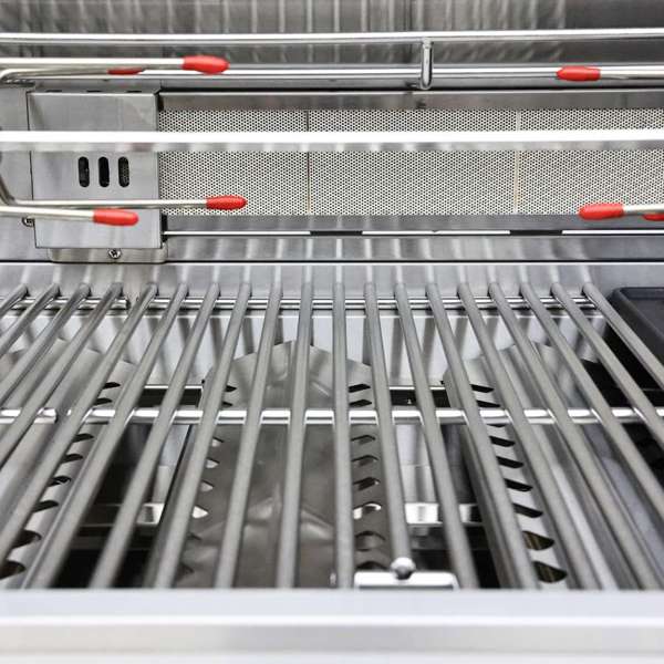 FORNO Bulnes Outdoor Kitchen - 40" BBQ, 95,000 BTU, 5 Burners, Sear & Rotisserie Infrared with Side Burner, Stainless Steel Outdoor Kitchen with 1.8 cu.ft. Beverage Center & White Sintered Stone Countertops