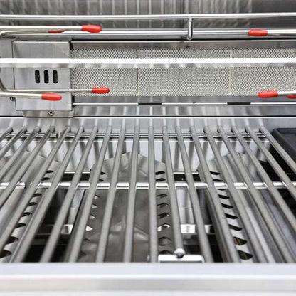 FORNO Bulnes Outdoor Kitchen - 40" BBQ, 95,000 BTU, 5 Burners, Sear & Rotisserie Infrared with Side Burner, Stainless Steel Outdoor Kitchen with 1.8 cu.ft. Beverage Center & White Sintered Stone Countertops