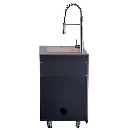 FORNO Rimini Outdoor Kitchen - 30" BBQ 62,600 BTU, 3 Burners with Sear & Rotisserie, 2.4 cu.ft. Beverage Center, Stainless Steel Sink, Black Cabinets & Gray Sintered Stone Countertops