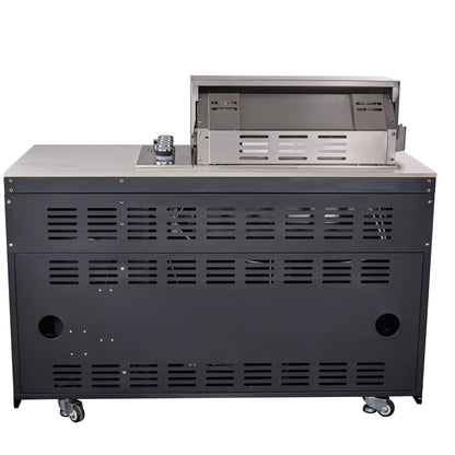 Forno Rimini Outdoor Kitchen - 30" BBQ, 62,600 BTU, 3 Burners with Sear & Rotisserie, 4.8 cu.ft. Beverage Center, Stainless Steel Double Sink, Black Cabinets & White Sintered Stone Countertops