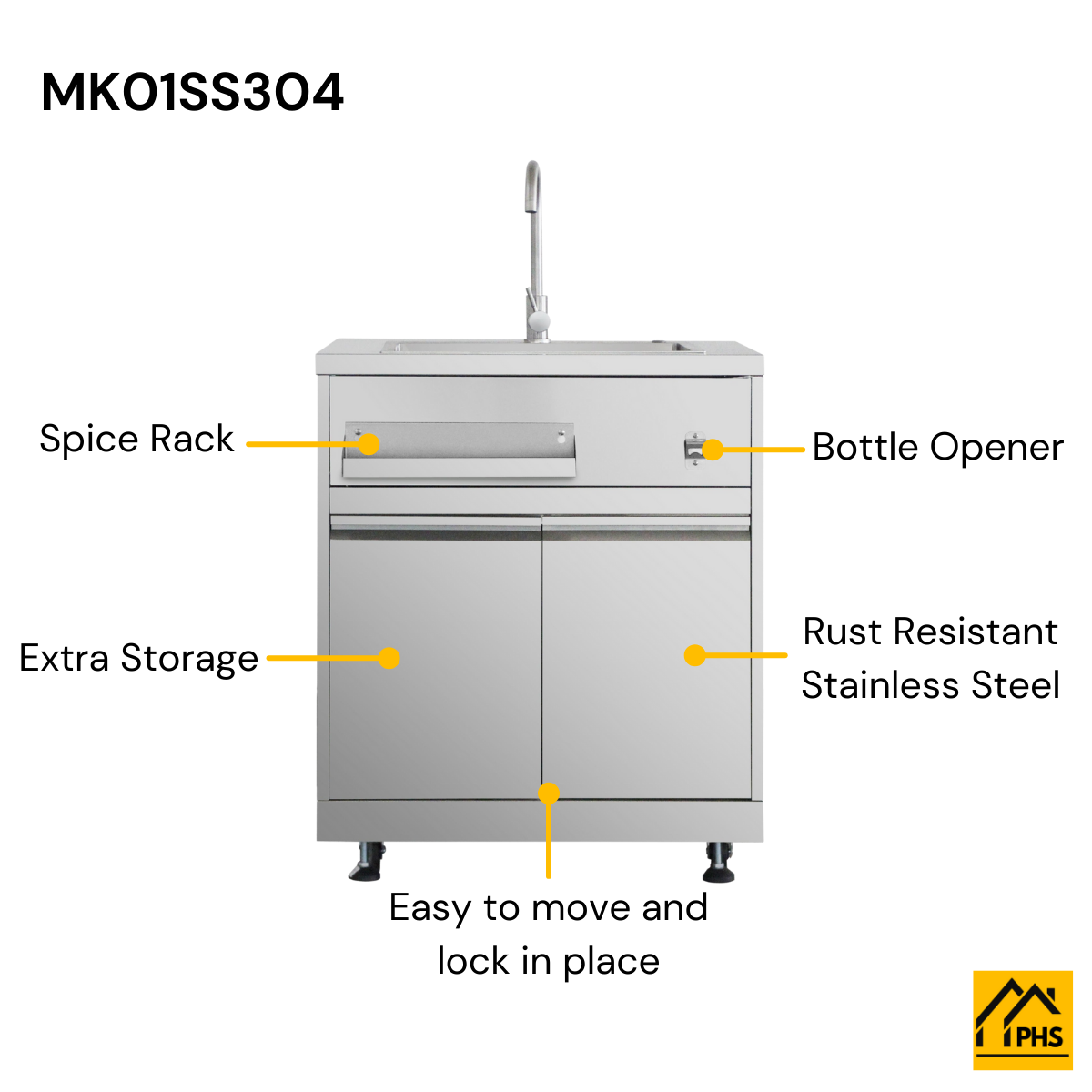THOR Kitchen Outdoor Kitchen Sink Center, MK01SS304