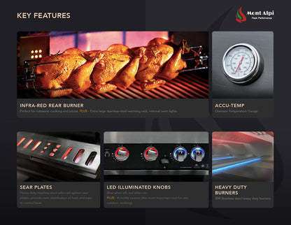 Mont Alpi 400 Deluxe BBQ Grill Island with Kegerator, Kamado Module, Extra Storage & Fridge - MAi400-DKEGKAMFCXL