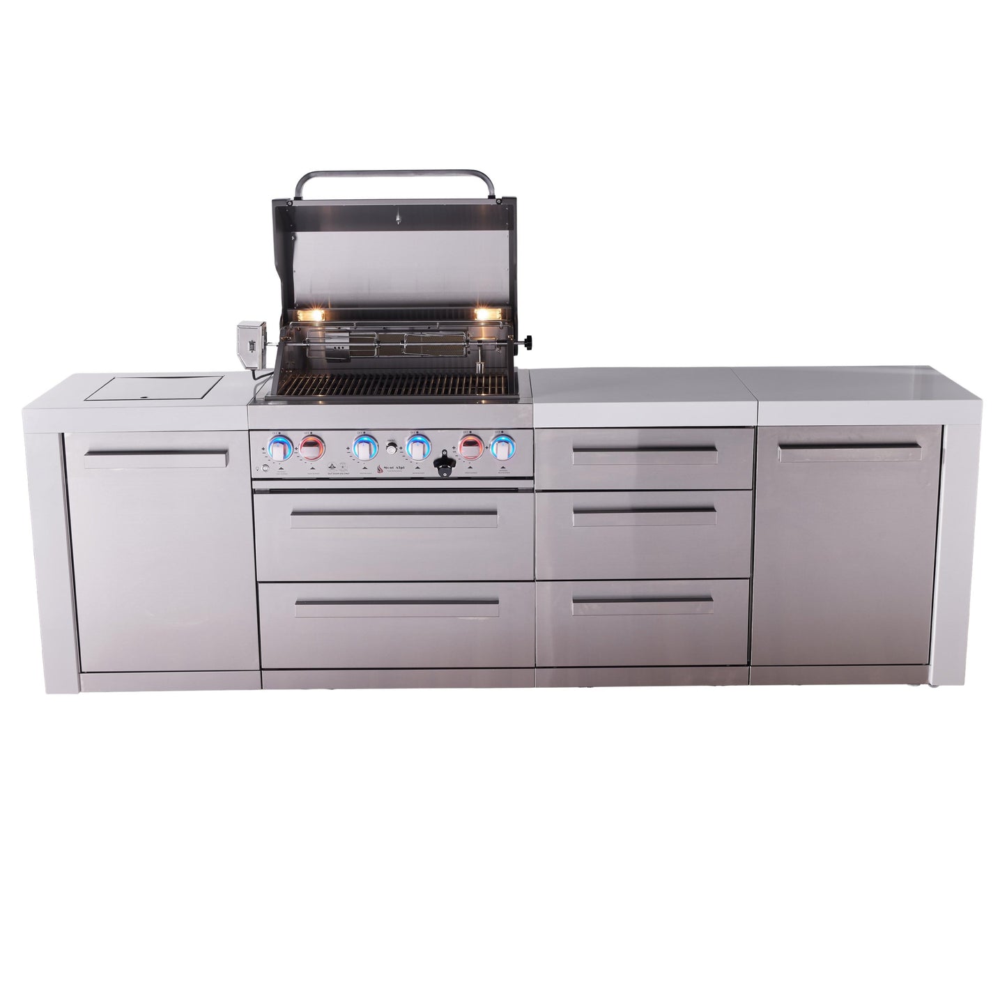 Mont Alpi 400 Deluxe BBQ Grill Island with Extra Drawer Storage - MAi400-DDR
