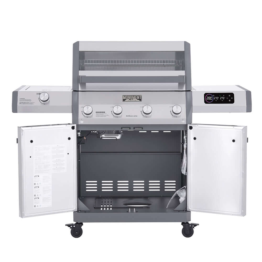Monument Grills Eminence 405 Series | 4 Burner Tech Propane Gas Grill in Stainless Steel