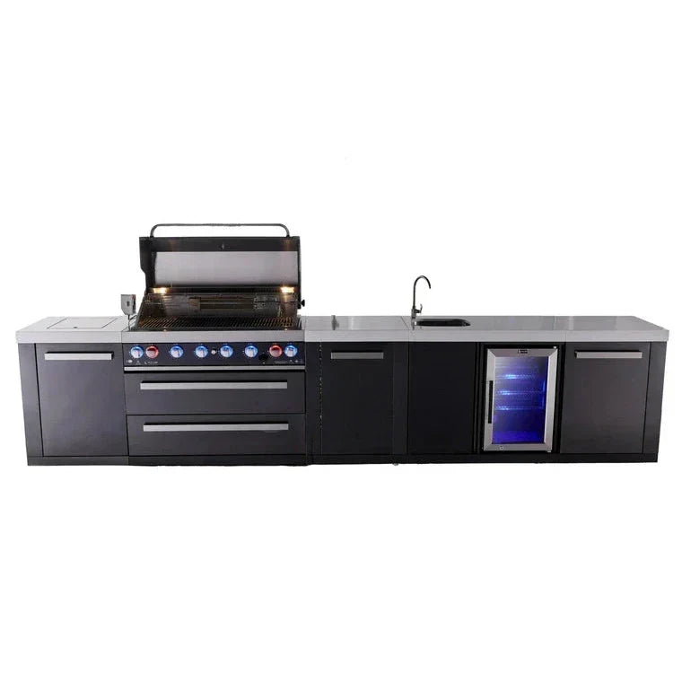 Mont Alpi 805 Black Stainless Steel BBQ Grill Island with Beverage Center & Extra Storage - MAi805-BSSBEVXL