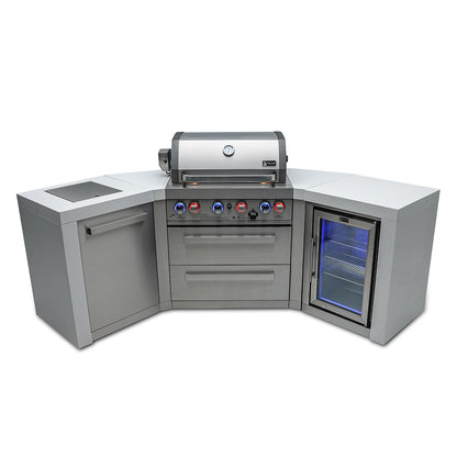 Mont Alpi 400 Deluxe BBQ Grill Island with V-Shape & Fridge Cabinet - MAi400-D45FC