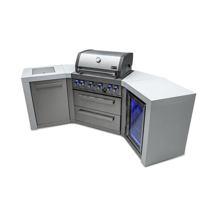 Mont Alpi 400 Deluxe BBQ Grill Island with V-Shape & Fridge Cabinet - MAi400-D45FC