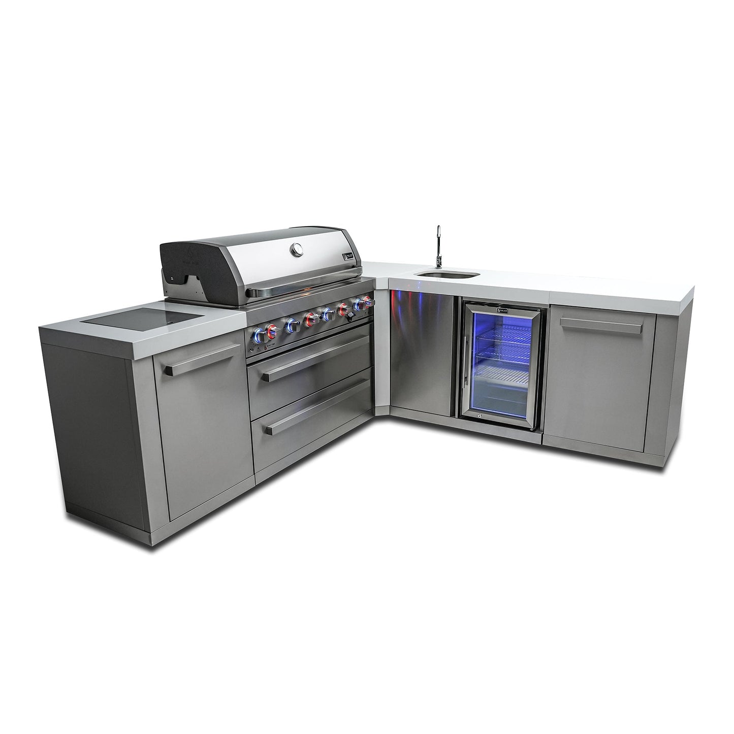 Mont Alpi 805 BBQ Grill Island with L-Shape & Beverage Center - MAi805-90BEV