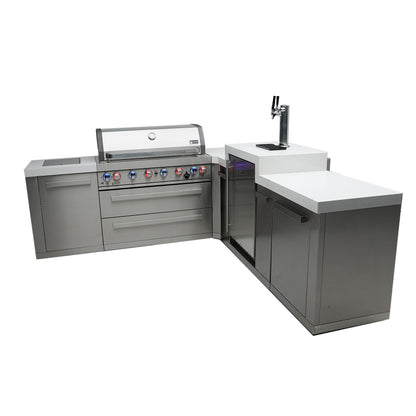 Mont Alpi 805 BBQ Grill Island with L-Shape & Kegerator - MAi805-90KEG