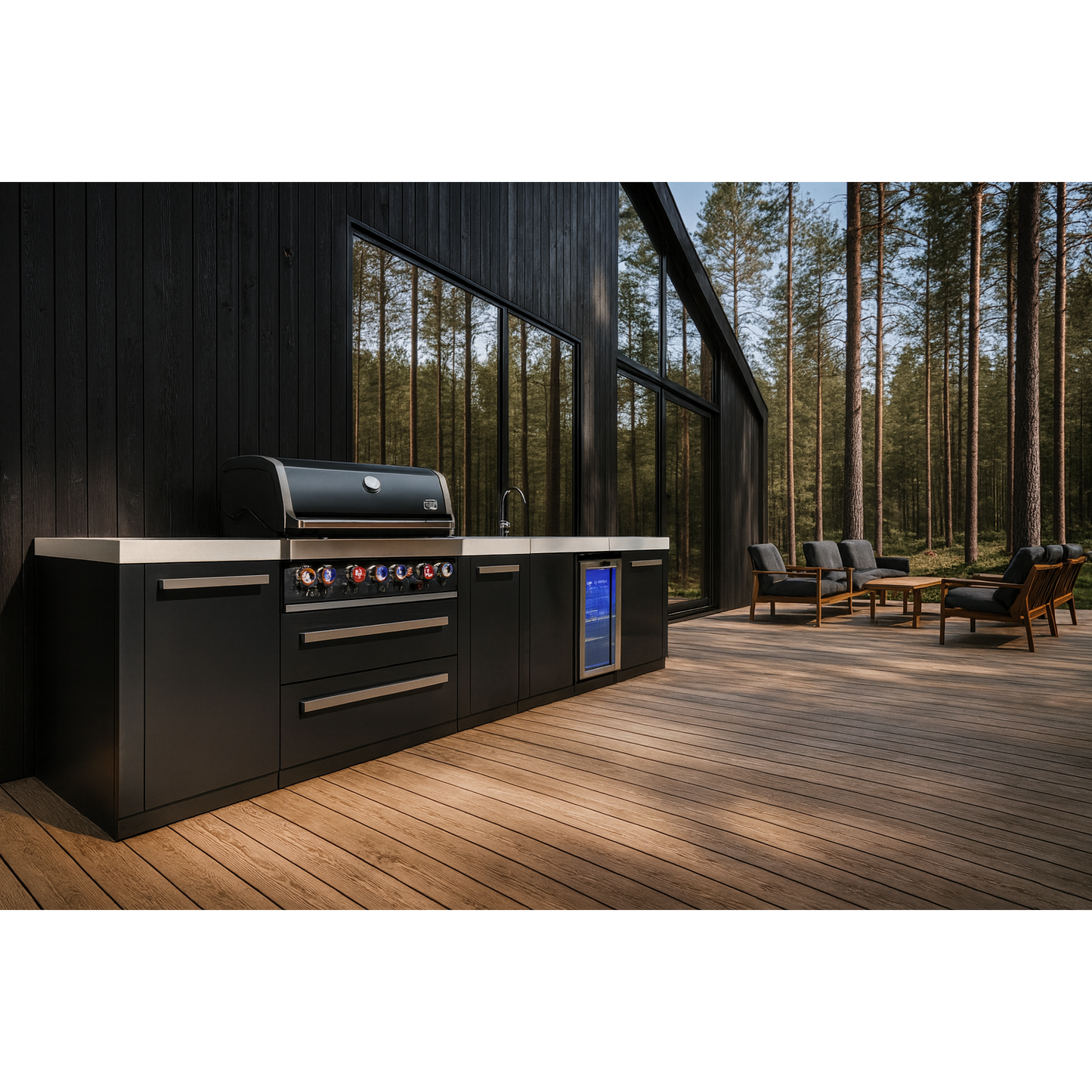 Mont Alpi 805 Black Stainless Steel BBQ Grill Island with Beverage Center & Extra Storage - MAi805-BSSBEVXL