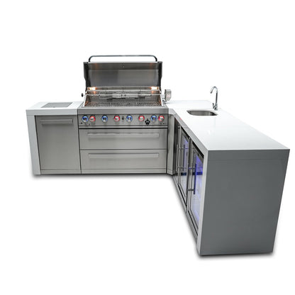 Mont Alpi 805 Deluxe BBQ Grill Island with L-Shape Beverage Center & Fridge - MAi805-D90BEVFC