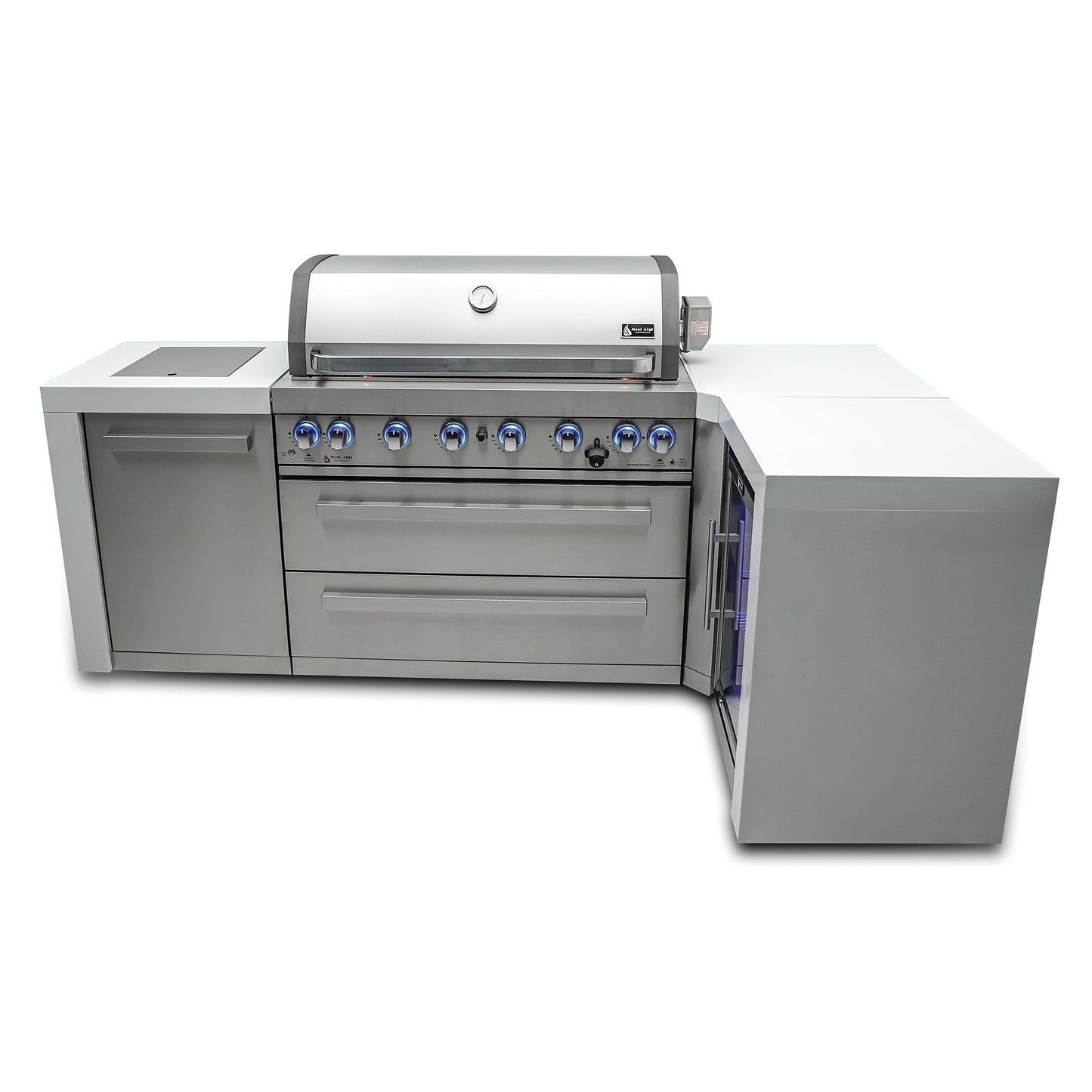 Mont Alpi 805 Deluxe BBQ Grill Island with L-Shape & Fridge Cabinet - MAi805-D90FC