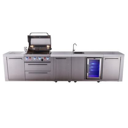 Mont Alpi 400 Deluxe BBQ Grill Island with Beverage Center & Extra Storage - MAi400-DBEVXL