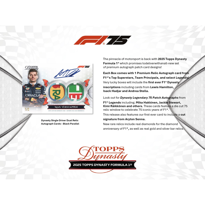 2025 Topps Dynasty Formula 1 Hobby 5 Box Case