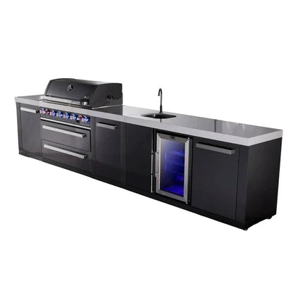 Mont Alpi 805 Black Stainless Steel BBQ Grill Island with Beverage Center & Extra Storage - MAi805-BSSBEVXL