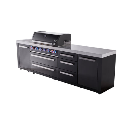 Mont Alpi 805 Black Stainless Steel BBQ Grill Island with Extra Drawer Storage - MAi805-BSSDR (PREORDER - Est. Ship Date Dec 15)