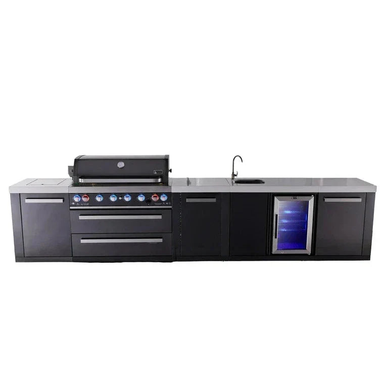 Mont Alpi 805 Black Stainless Steel BBQ Grill Island with Beverage Center & Extra Storage - MAi805-BSSBEVXL