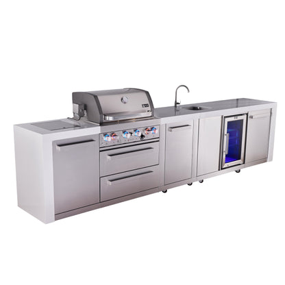Mont Alpi 400 Deluxe BBQ Grill Island with Beverage Center & Extra Storage - MAi400-DBEVXL